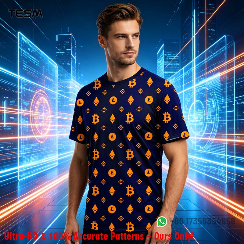 Office Tech Wear - Erkekler Kripto Desenli Tişört Bitcoin Ethereum