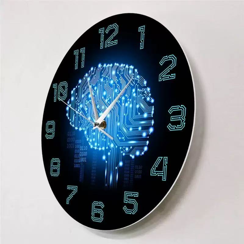Tech Office Wall Decor - Tech Brain Duvar Saati İkili Kodlu