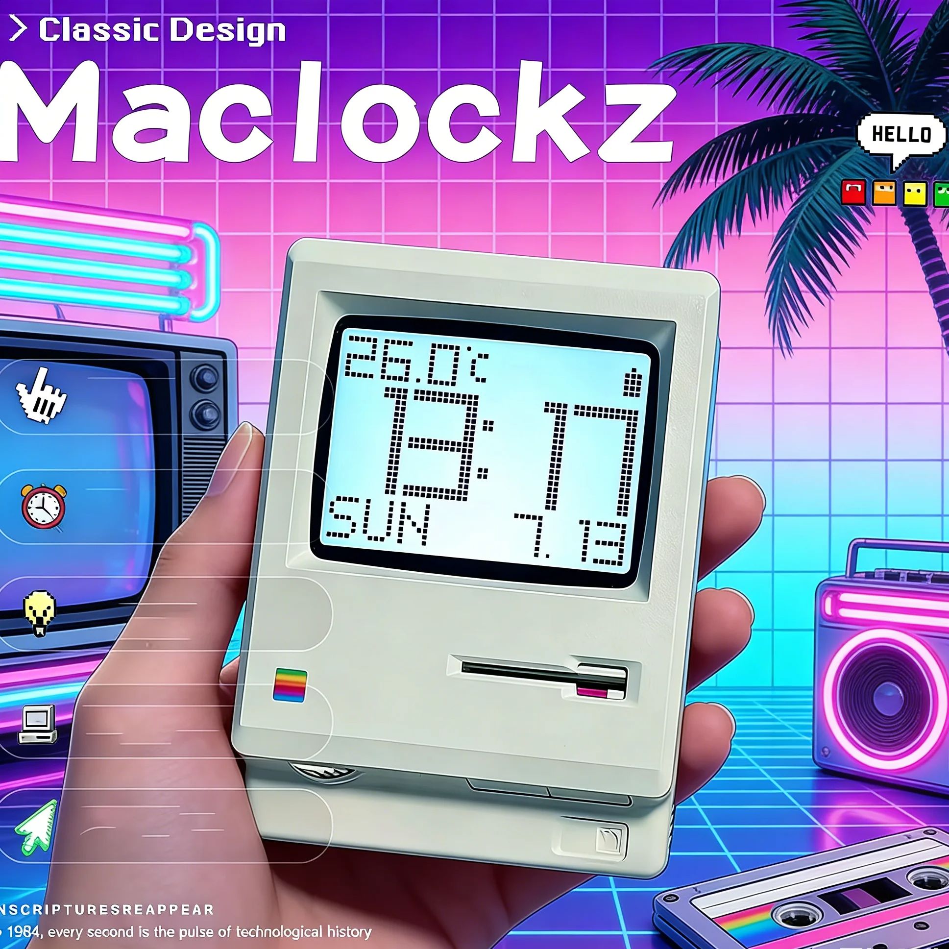Office Tech Decor - Retro Nostaljik Maclock Çalar Saat Vintage