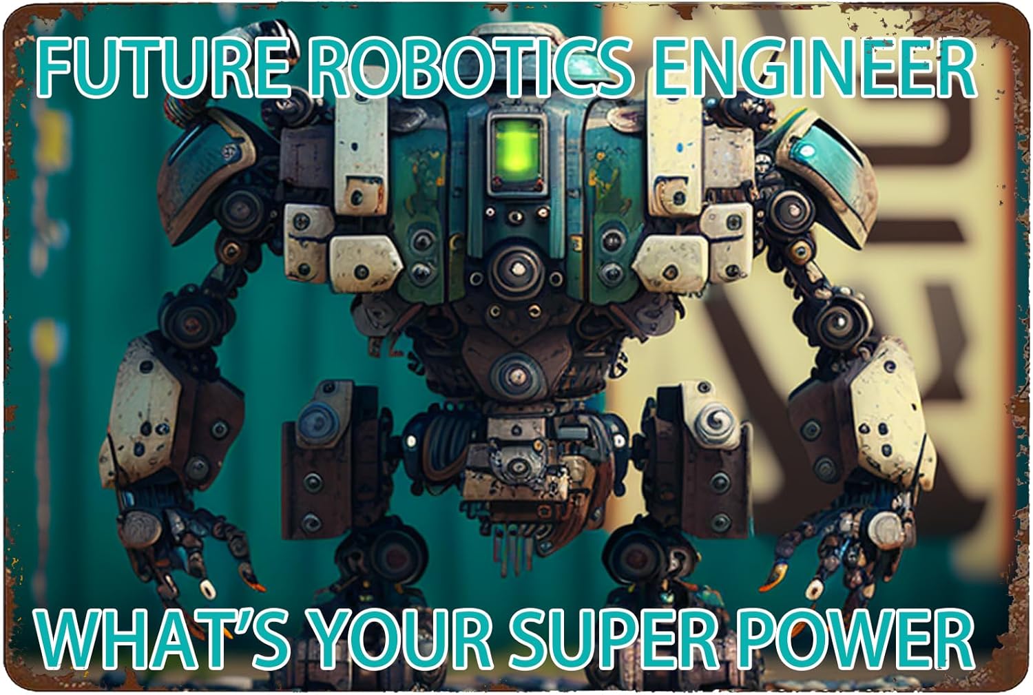Tech Office Wall Decor - Robotik Mühendisi Metal Tabelası - Ev