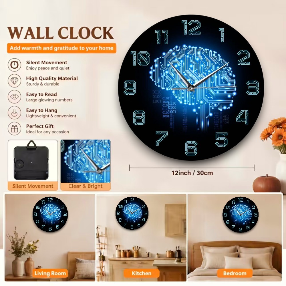 Tech Brain Duvar Saati İkili K - Tech Office Wall Decor incelemesi ve fiyatı