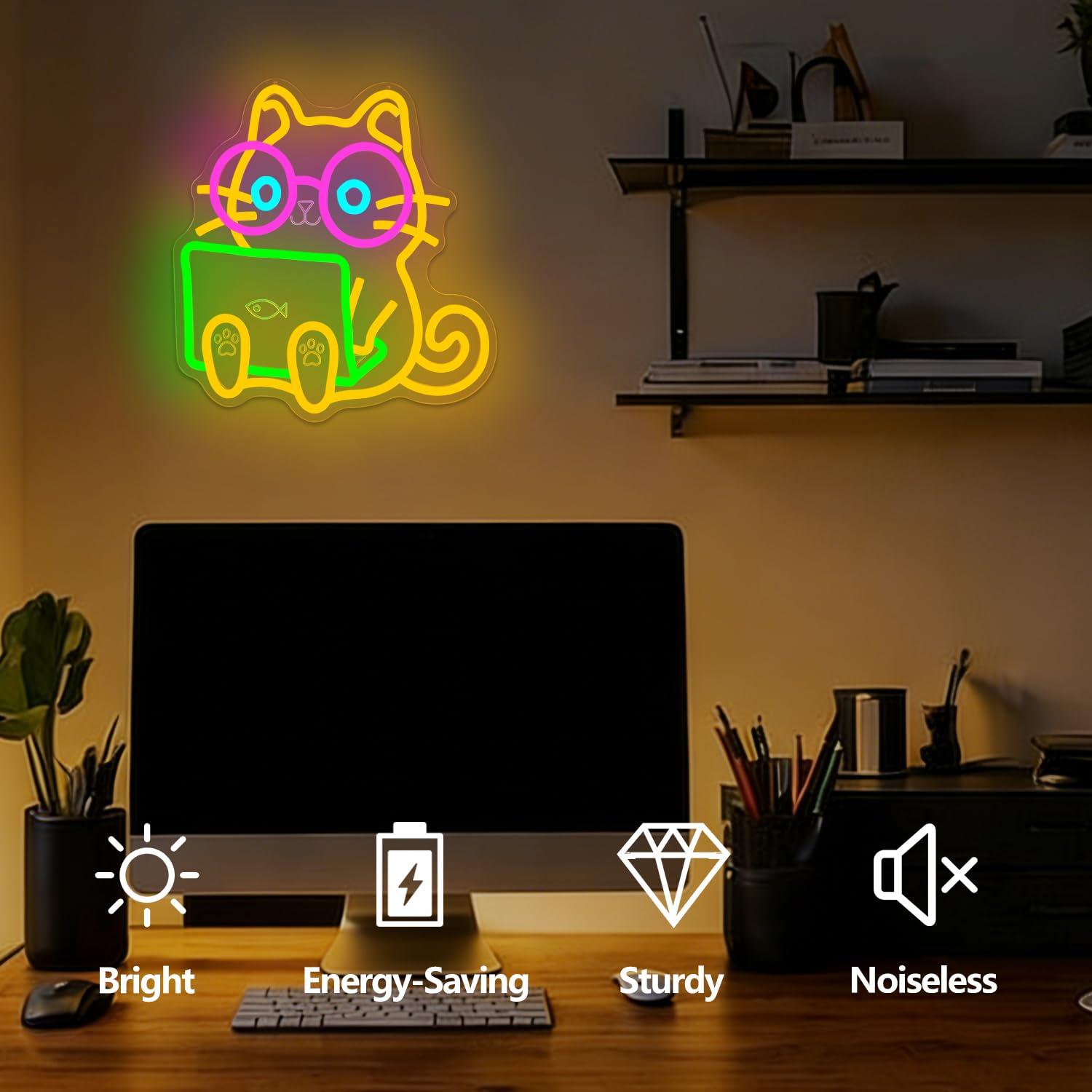 Kedi dizüstü bilgisayar Neon t - Tech Office Wall Decor incelemesi ve fiyatı