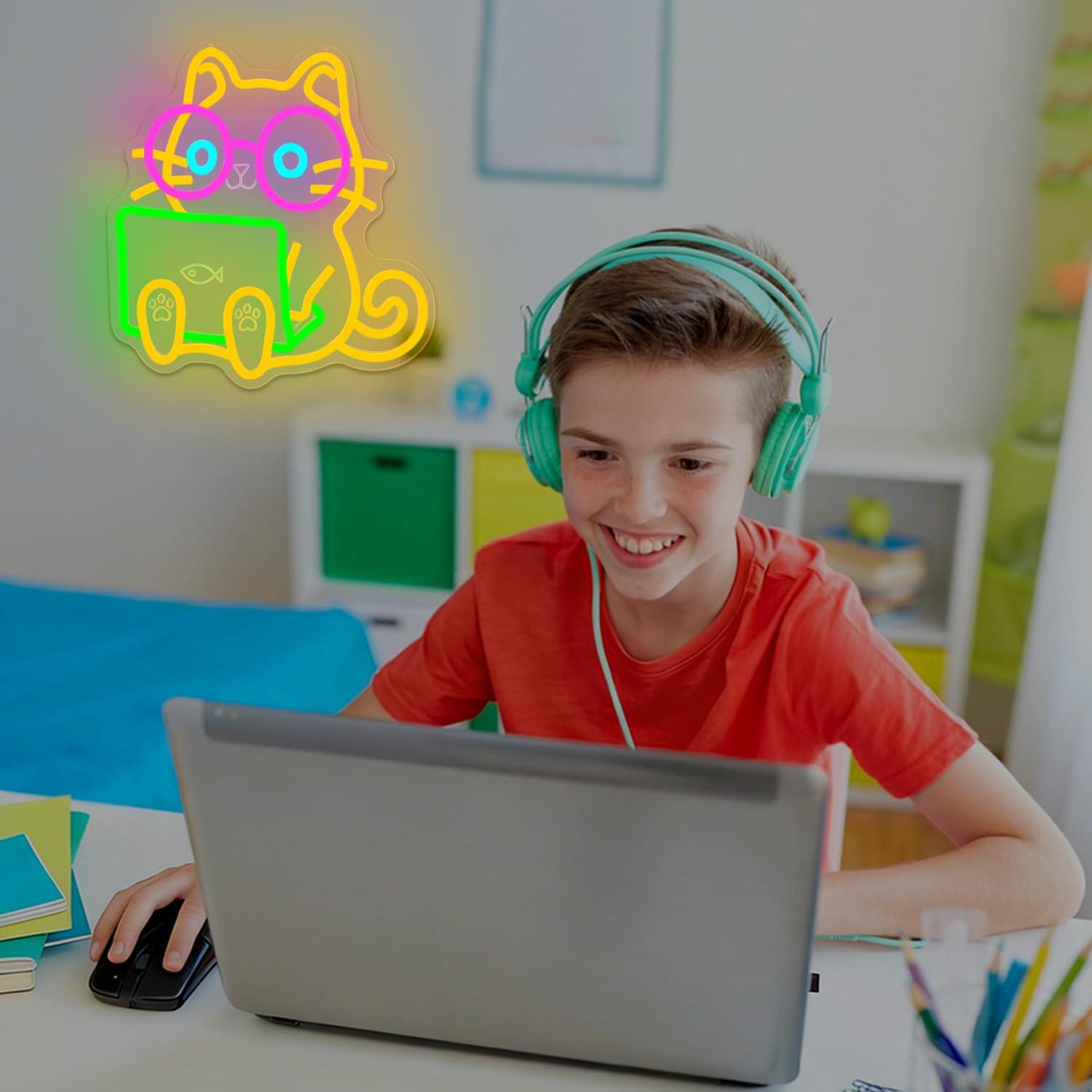 Kedi dizüstü bilgisayar Neon t - Tech Office Wall Decor incelemesi ve fiyatı