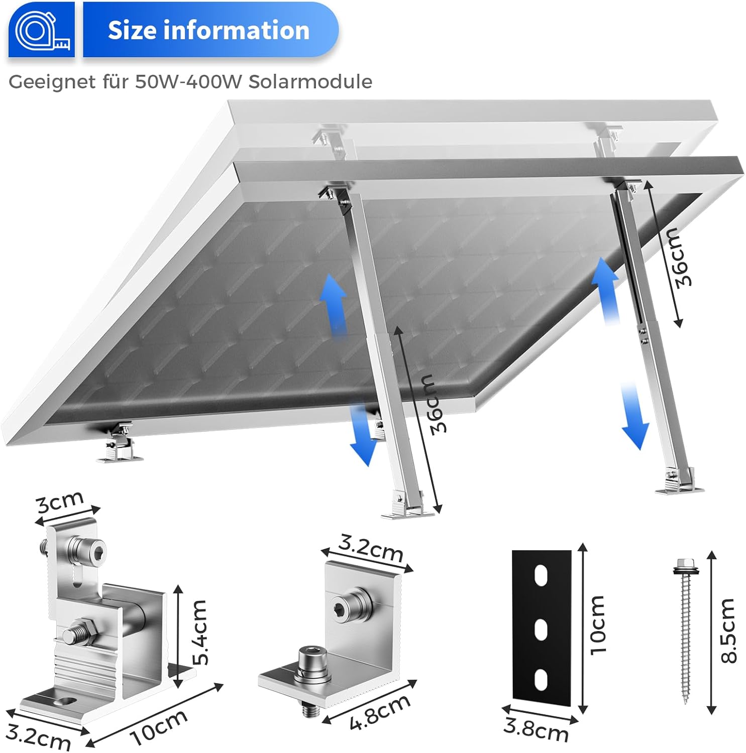 2 Takım Ayarlanabilir Güneş Pa - Flat Panel Mount Tilt incelemesi ve fiyatı