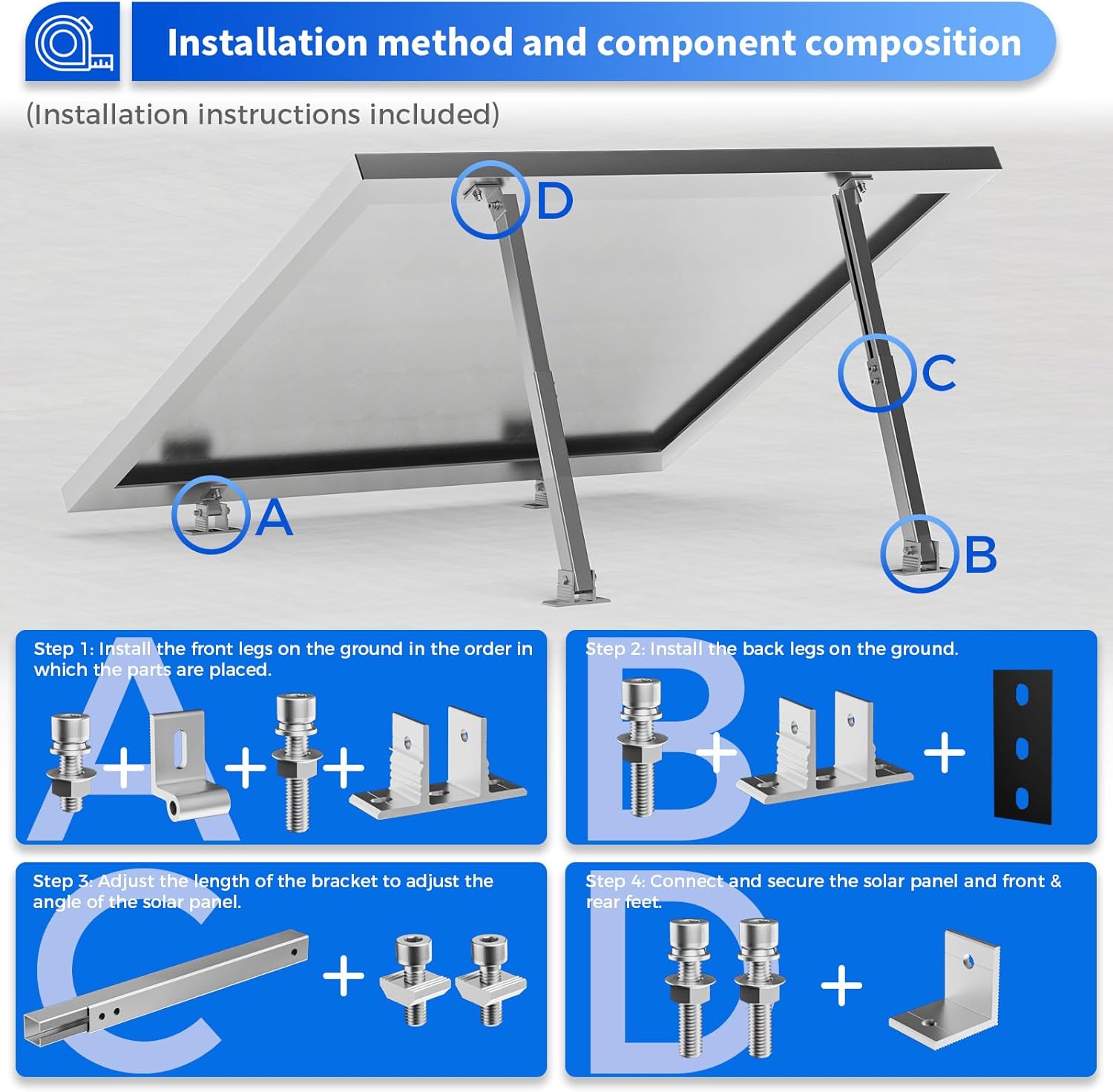 2 Takım Ayarlanabilir Güneş Pa - Flat Panel Mount Tilt incelemesi ve fiyatı
