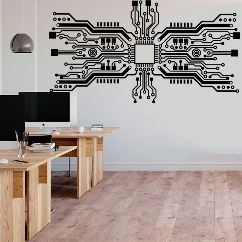 Devre çipi duvar Sticker tekno - Tech Office Wall Decor incelemesi ve fiyatı