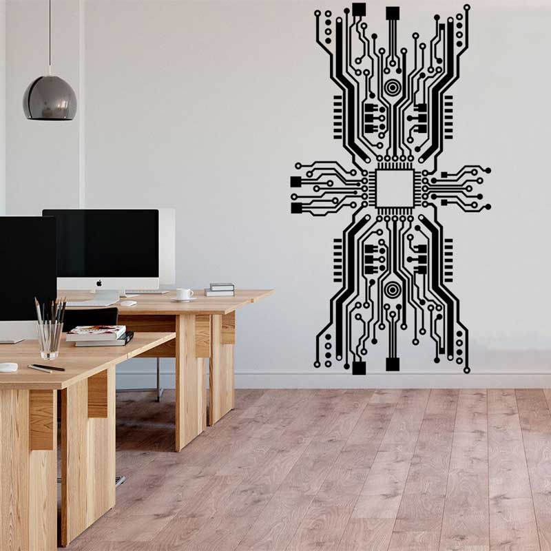 Devre çipi duvar Sticker tekno - Tech Office Wall Decor incelemesi ve fiyatı